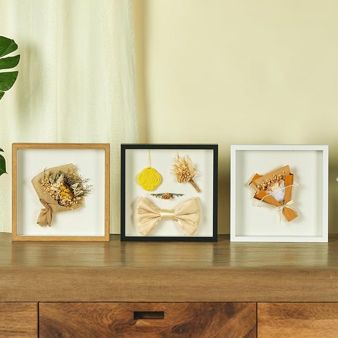 11x11 Shadow Box Display Case Picture Frame with Soft Linen Back, Deep Black Shadow Box 11x11 for Flowers Medal Display Case Jersey pet Graduation Memorabilia Baby Ltems Crafts Photos