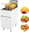 Commercial Deep Fryer, Stainless Steel Gas Floor Fryer for Restaurants, 4-Burner Fryer with 2 Baskets and Adjustable Temperature, Liquid Propane Powered, 50 LBS Capacity, 400°F, 120000 BTU