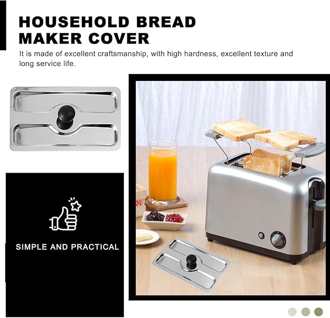 Toaster Cover, Stainless Steel Dust-cover Bread Machine Covers Toaster Lid Appliance Top Covers Electric Bread Maker Upper Cover for Sandwich Breads Machine Part Accessories