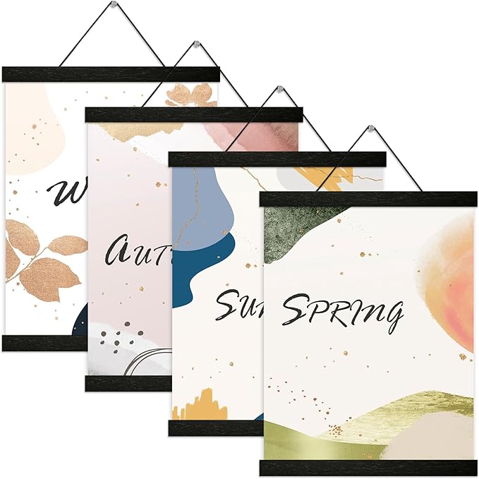 4 Pack Magnetic Poster Hanger Frame 20 inch Black- 20x24 20x30 20x28 Poster Frame for Wall Art Pictures Photos Prints Maps Diamond Art Painting