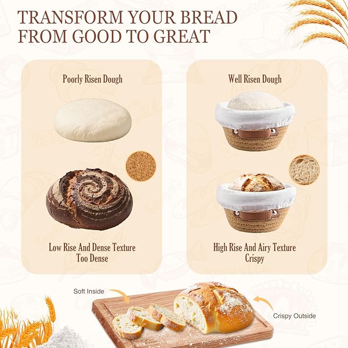 Bread Proofing Basket, 5 Inch Mini Bread Basket Set of 6, Sourdough Bread Baking Supplies, Sourdough Starter Kit, Sour Dough Starter Kits, Baking Gifts for Women, Sourdough Proofing Basket