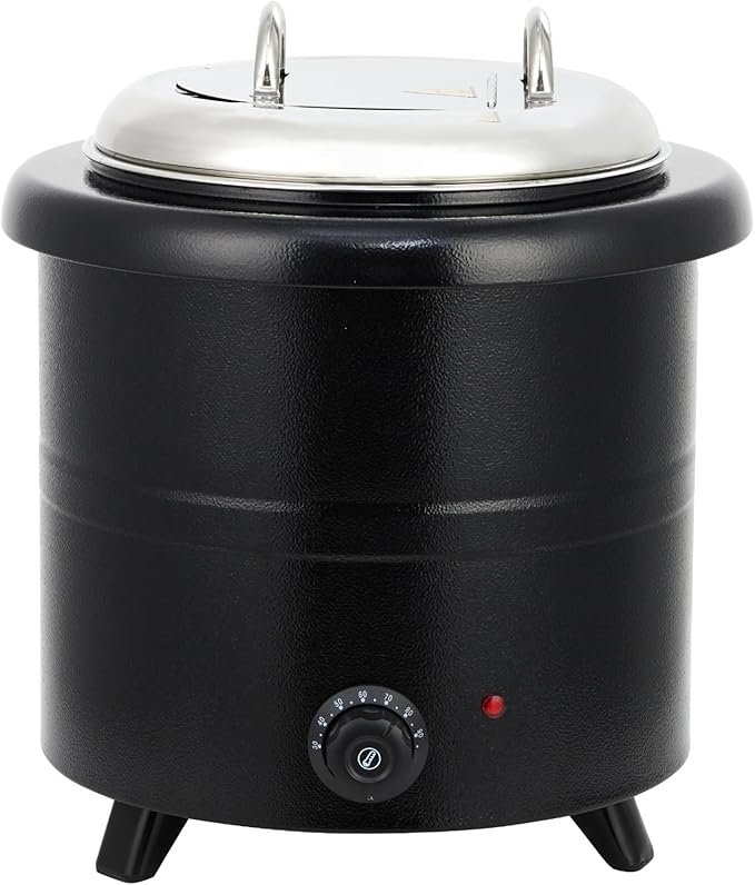 13.7QT Electric Soup Warmer Kettle - Commercial Detachable Insert Soup Pot with Adjustable Temperature, Hinged Lid & Multi-Food Use (Soup/Porridge/Dishes/Milk), Black for Restaurant/Buffet