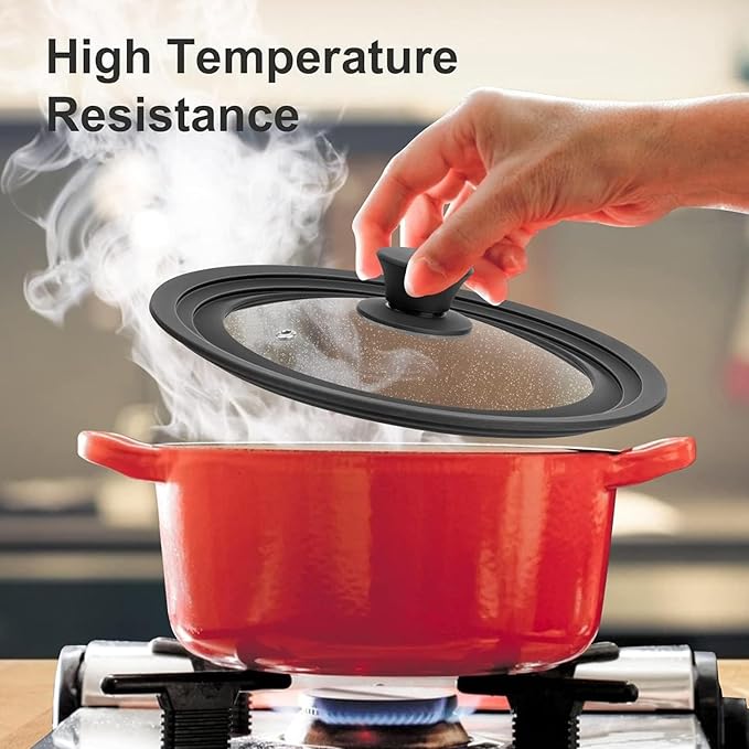 Universal Lid for Pots, Pans and Skillets, Tempered Glass Lid fit 7", 8", 9" & 10" 11" 12" Skillets, Pots, Frying Pans, Cast Iron, Crock Pot and Other Glass Covers Replacement