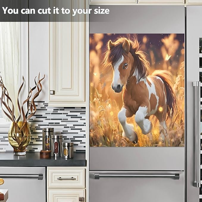 Horse Running Dishwasher Magnet Cover Front Dishwasher Cover Magnetic Home Cabinet Decals Appliances Stickers Refrigerator Decor, 23x26in