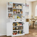 ARTPOWER 72" Pantry Storage Cabinet with Drawer, Freestanding Tall Cupboard Storage Cabinet, Utility Pantry with Door Shelves and 2 Adjustable Shelves for Kitchen, Dining Room,Living Room, White