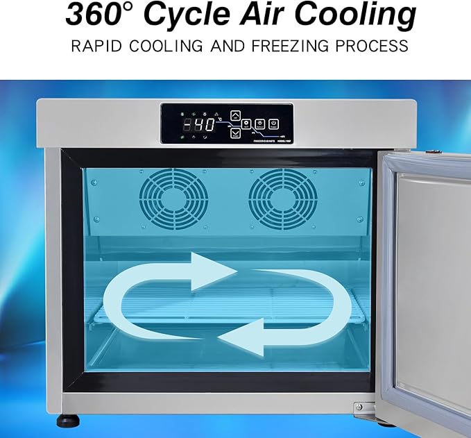 Kolice Commercial Countertop Blast Chiller & Freezer, Chest Fridger, Flash Freezer for freezing Ice Cream, Seafood, Desserts, Meat, Dumpling, Dough, Lowest Temp. -31°F(-35°C),32L