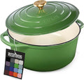 Zulay Kitchen 7.7 Quart Enameled Cast Iron Dutch Oven Pot with Lid – Premium Durability & Oven Safe up to 500°F – Heavy Duty Cookware Perfect for Bread Baking, Stews, Braising & Roasting – Green