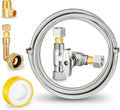 Dishwasher Hose Installation Kit - Includes Water Supply Line, 3/8" Compression Water Splitter, 3/4" FHT Elbow, and 3/8" MIP Elbow (4 FT)