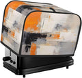 Toaster Cover 2 Slice Orange Gray Art Painting Waterproof Appliance Cover with Hang Loop Bread Baker Toaster Cover for Kitchen