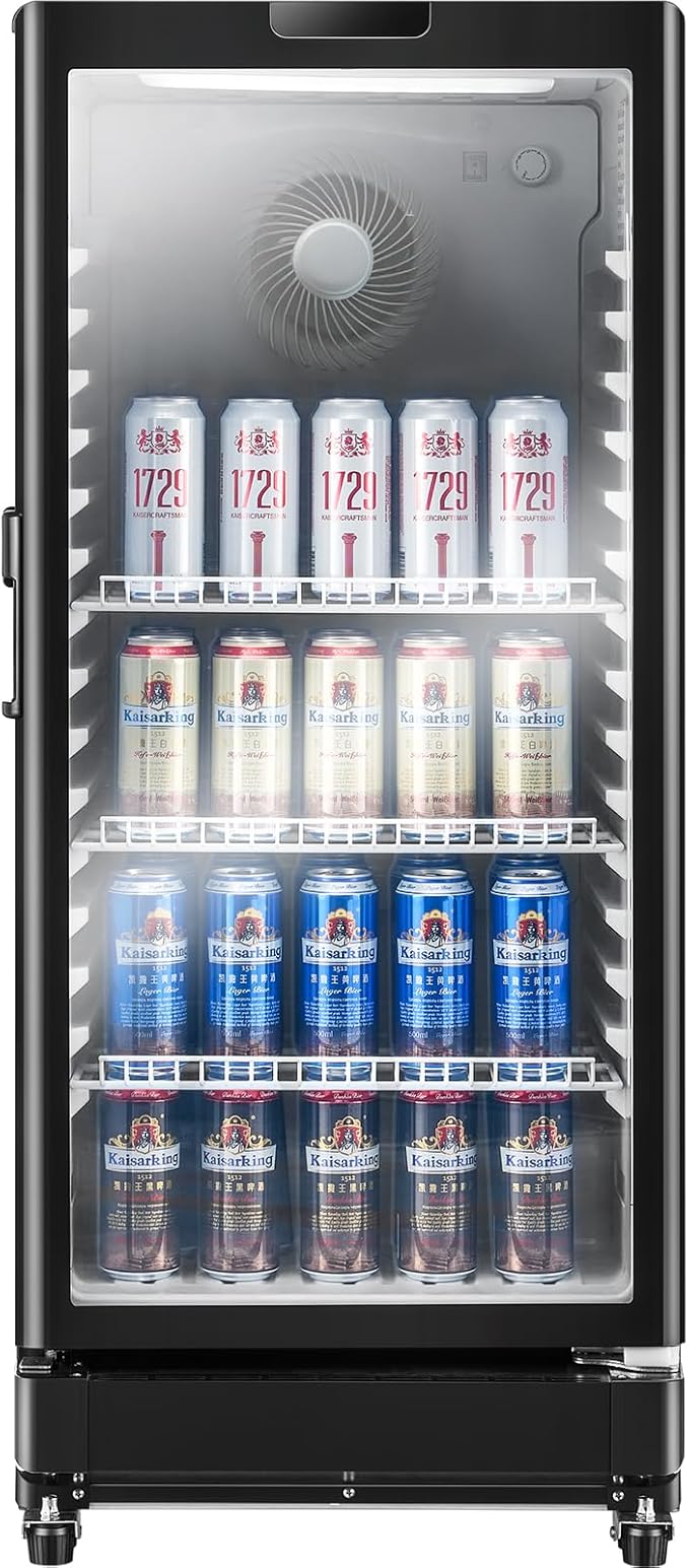 VEVOR Commercial Merchandiser Refrigerator, 5.7 CU.FT Glass Door Display Refrigerator Upright Fridge, Beverage Refrigerator Cooler Merchandiser with 3 Adjustable Shelves and Soft LED Light, Black