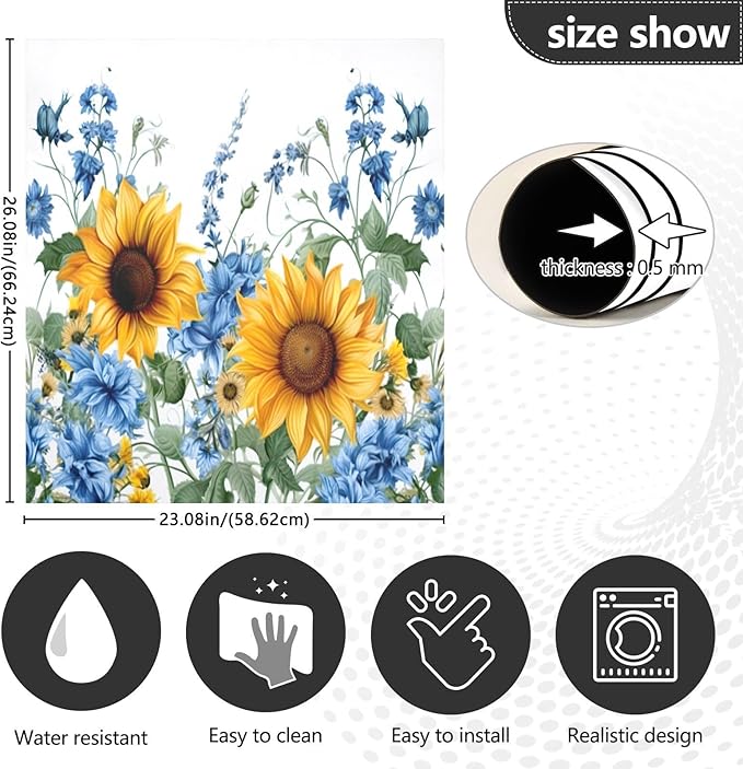 Dishwasher Magnet Cover, Sunflowers Magnet Sticker Fridge Panel Decal for Home Kitchen Decor, 23x26 in