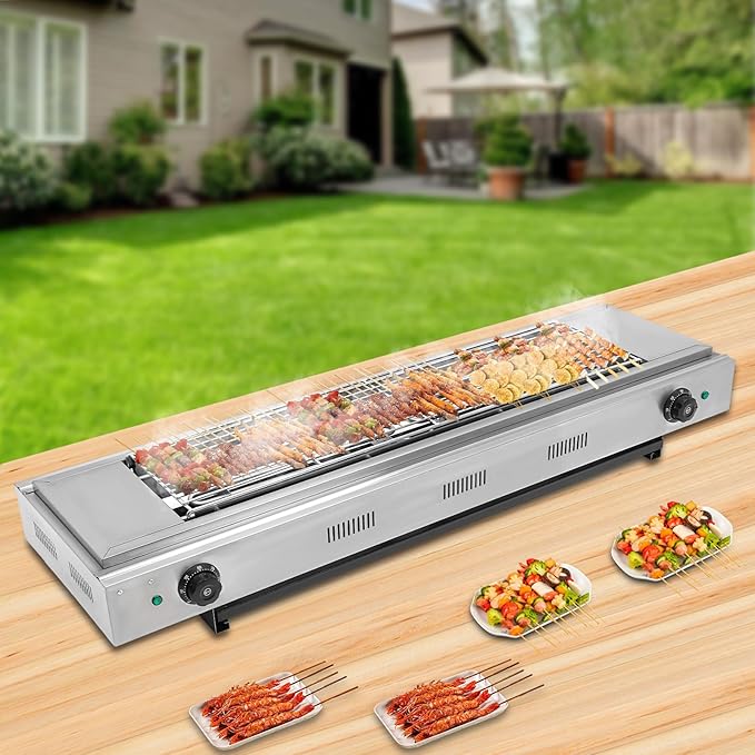 Electric Portable Barbecue Grill, Electric Grill Indoor Grill, 3KW Double-head Temperature-controlled Barbecue Oven, for Barbecues, Parties, Decks, Large Cooking Area