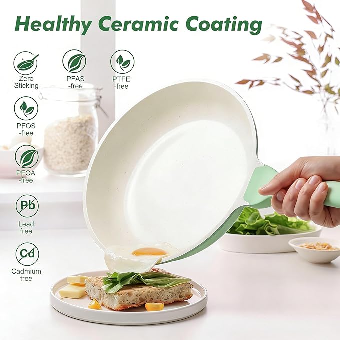 SENSARTE Nonstick Ceramic Frying Pan 11-Inch, Healthy Non Toxic Skillet, Induction Compatible Omelet Pan with Heat Resistant Handle, PFAS-Free