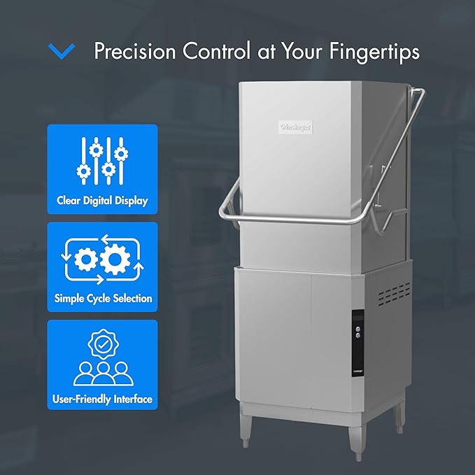 CX20H-208/3 Premier Series Dishwasher with Extra High Hood, Quad-Arm Wash System, Booster, Straight-Thru Design, 60 Racks/Hr, 1.5 HP Motor, Stainless Steel, 208V 3PH