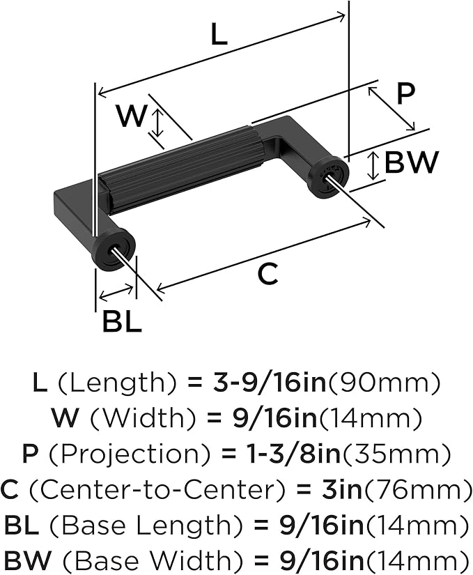 Amerock Ballard 3 inch (76mm) Center-to-Center Matte Black Cabinet Pull, BP37642MB