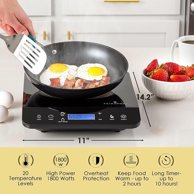 Hot Plate - Portable Induction Cooktop - Countertop Single Burner - Safe, Fast Heating for Gourmet Cooking - Sleek Design with Touch Controls - Energy Efficient Home Food Preparation (Black)