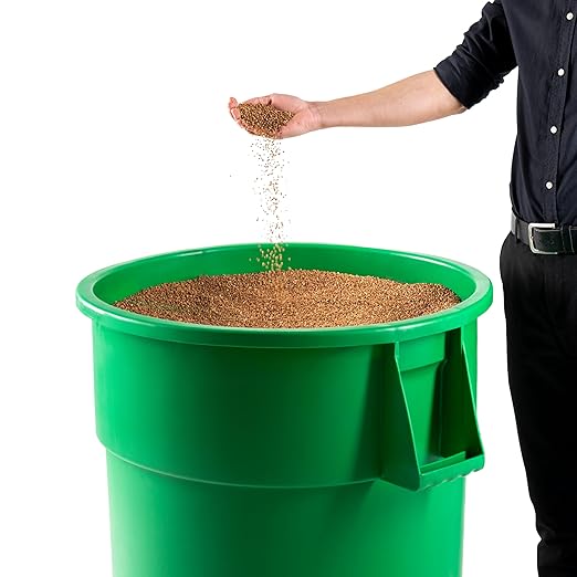 PRO&Family Commercial Round Trash Can, Ingredient Bin, Heavy-Duty Plastic, Anti-Static, Kitchen, Office, Outdoor Use (Green, 55 Gallon)