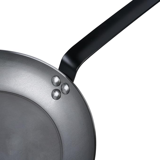 Restaurantware Fry Pan 6 Pack of 11 Inches Carbon Steel Non-Stick Searing Pan With Ergonomic Handle Silver For Sauteing and Omelets