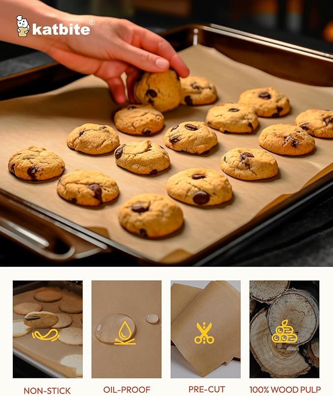 Katbite 400Pcs 9x13 inch Heavy Duty Unbleached Parchment Paper, Parchment Paper Sheets for Baking Cookies, Cooking, Frying, Air Fryer, Grilling Rack, Oven(9x13 Inch)