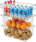 SANNO Stackable Chest Freezer Baskets Organizer Bins, Stackable Wire Baskets For Pantry Storage and Organization With Sturdy Metal Food Baskets Pantry Organized,set of 3