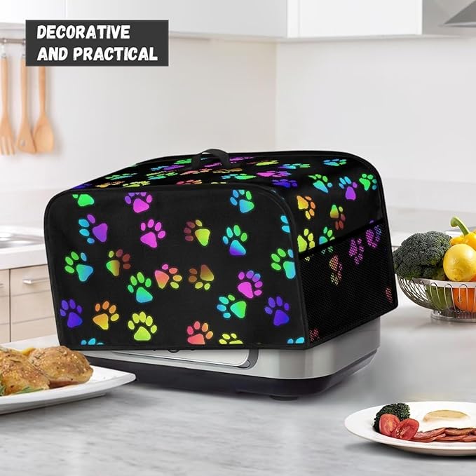 Colorful Dog Paws Slow Cooker Bag - Compatible with 6-8 Quart Oval Slow Cooker - Easy to Fold