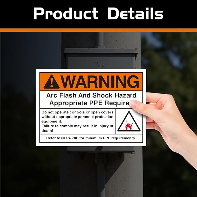 100 PCS Warning Arc Flash and Shock Hazard Label - 3.5 x 5 Black & Orange Electrical Safety Warning Decal High Performance Polyester Safety Sticker Signs for The Workplace