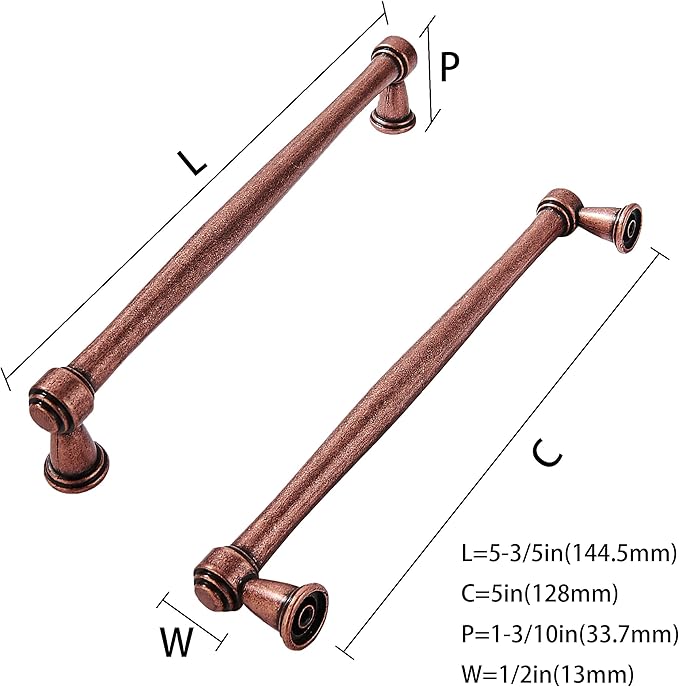 khtumeware 10 Pack 5 Inch(128mm) Antique Copper Cabinet pulls Kitchen Cabinet Handles Kitchen Cabinet Hardware for Cupboard Drawer Handles Dresser Pulls
