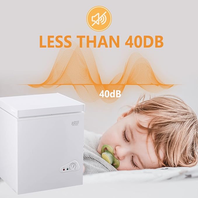 3.5 Cu.Ft Compact Chest Freezer with Removable Basket, Krib Bling Top Door Open Freestanding Deep Freezer with 7 Gears Temperature Adjustment, Ideal for Home, Kitchen & Office, White