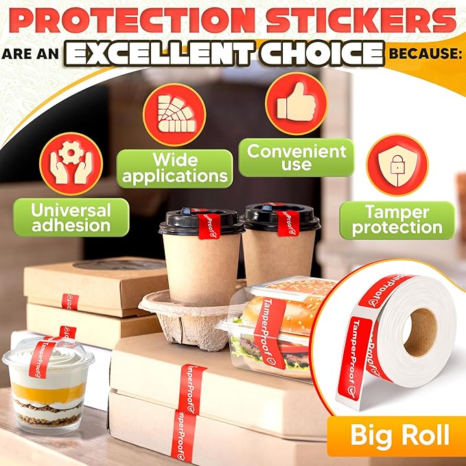 500-Pack Tamper Proof Stickers 1x3 – Strong Adhesive for Tamper Detection and Package Protection | Durable, Easy-to-Apply Labels for Sealing Boxes, Containers, Envelopes, Documents and Other Surfaces