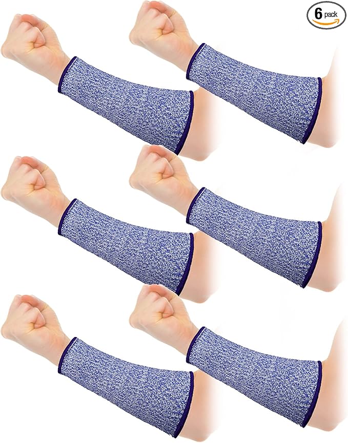 Sintege 3 Pairs Arm Protectors for Thin Skin and Bruising Cut Resistant Forearm Sleeve Level 5 Arm Burn Protection Sleeve (Royal Blue,7.9 Inch)