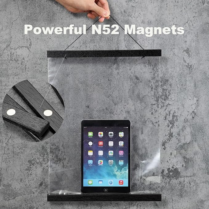 FALAMON 2 Pack Magnetic Poster Hanger Frame,16x20 16x24 16x22 Magnet Poster Frame Hangers for Hanging Posters, Prints, Photos, Pictures, Maps, Scrolls, and Canvas Artwork (Black, 16")