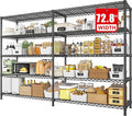 REIBII 72.8" W Storage Shelves Load 1600LBS, 5 Tier Metal Shelving Unit Garage Shelving for Adjustable Storage Rack Heavy Duty Metal Shelves for Basement Pantry Kitchen, 17.7" D x 72.8" W x 70.9" H