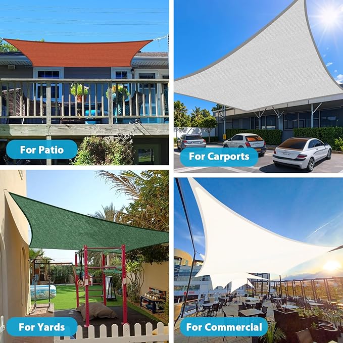 Amagenix Sun Shade Sail 5X12 Curved Edge Outdoor Shade Canopy White Breathable 95% UV Block Shade Cloth for Patio Garden Backyard (We Make Custom Size)