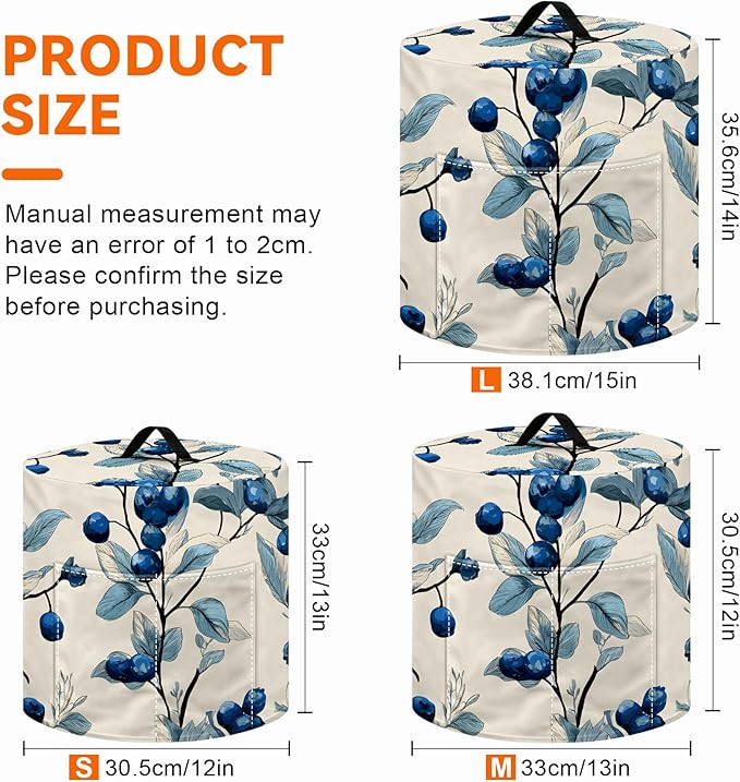 Kitchen Appliance Accessories Dust Cover for 3-6-8 Quart Instant Pot, Pressure Cooker, Air Fryer & Crock Pot,Decorative Appliance Cloth Cover with Top Handle & Storage Pockets (Beige, 8 Quart)