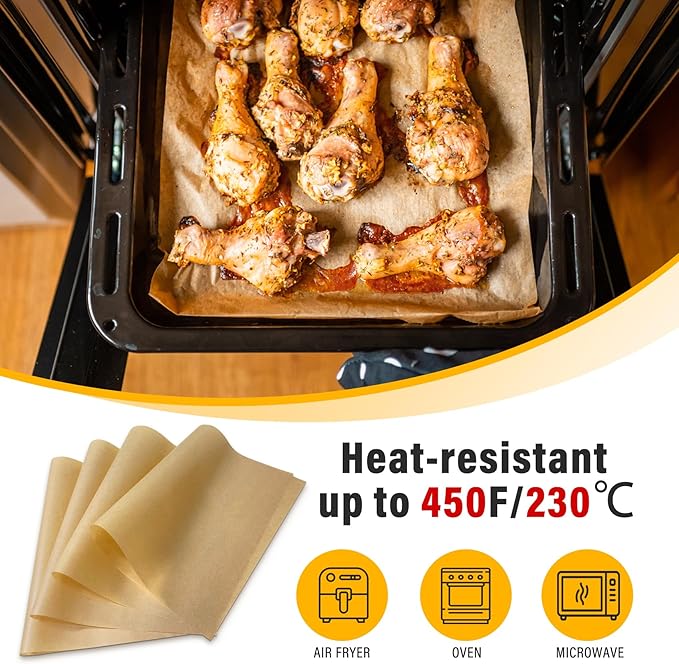 Parchment Paper Sheets for Baking 12-16 IN Precut Non-Stick Parchment Paper Unbleached Baking Sheet Paper for Air Fryer,Baking,Grilling,Steaming,Oven Suitable For Bread Cake Cookies 200p