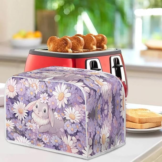 UNICEU 4 Slice Quilted Toasters Daisy Bunny Cute Print Dust-proof Bread Maker Kitchen Small Appliance dust cover