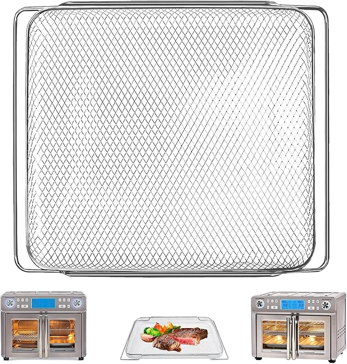 Air Fryer Basket Replacement for Emeril Lagasse Dual Zone 360 Oven 25 QT Air Fryer Convection Toaster Oven, 14.1" x 11.8" Non-stick Steel Mesh Basket Wire Rack Accessories Parts, Dishwasher Safe