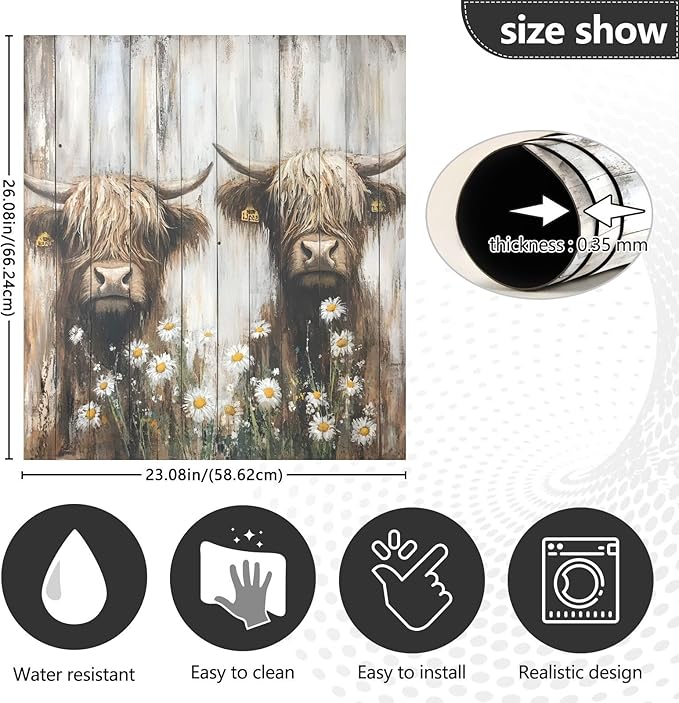 Two Highland Cows Dishwasher Magnet Cover Magnet Sticker for Kitchen 23x26in Dish Washer Magnet Cover Refrigerator Magnets Panel Decal Pad