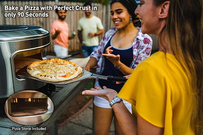 Solo Stove Pi Prime Pizza Oven Outdoor - Gas Pizza Oven Propane - Portable with Cordierite Stone Cooking Surface - Demi-Dome Design - Wide-Mouthed Opening - Stainless Steel