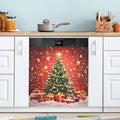 Christmas Tree Dishwasher Magnet Cover Panel,Xmas Balls Red Magnetic Dishwasher Covers Refrigerator Sticker Decal Christmas Decorative Washing Machine Cover for Home Kitchen,23x26in