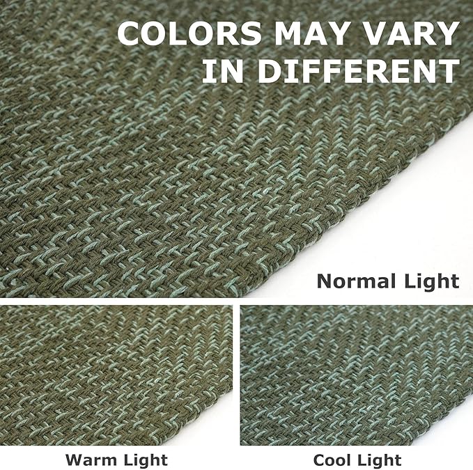 IOHOUZE Small Area Rug 2x3 Washable Woven Rugs for Entryway Non Slip Rubber Backed Front Door Rugs Indoor Doormat Throw Rug Floor Carpet for Entrance Kitchen, Olive Green/Dusty Green