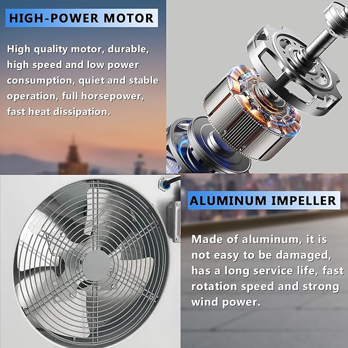 Roof Exhaust Fan Direct Drive Axial Downblast Exhaust Fan -21"" Fan Base, 1/6 HP 115 Volt Single Phase Motor 1160 CFM, 14 Inch, Aluminum