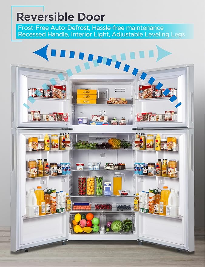 BLACK+DECKER 16.4 Cu. Ft. Top Mount Refrigerator with Freezer, 2 Door Refrigerator with Top Freezer and Separate Temperature Controls, Auto Defrost, BR1640KW, White