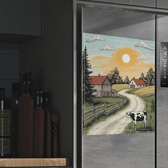 Magnetic Dishwasher Cover,Farmhouse Reusable Dishwasher Magnetic Cover Cow Decorative Door Covers Panel for Home Kitcen 23" x 26"