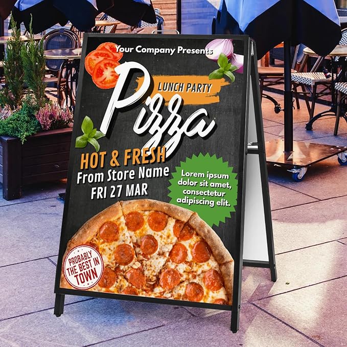 USCNC 4 PACK 24 x 36 Inch A Frame Sign Double-Sided Folding Sandwich Board Heavy Duty Slide-in Sidewalk Signboard for Outdoor Street Advertising Poster(Frame only，No white board)