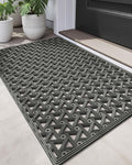 DEXI Front Door Mat Outside Entrance Rubber 24x36, Welcome Floor Doormat Heavy Duty Non Slip, Dirt Trapper Waterproof Exterior Entry Mats All Weather for Patio Entryway Drainage, Grey