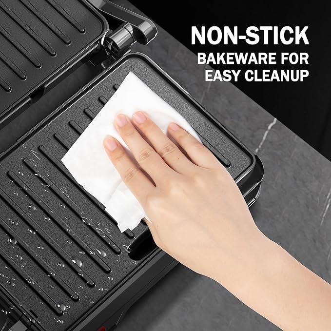 Panini Press Grill & Sandwich Maker - 2-Slice, 180° Adjustable Hinge, Non-Stick Iron Plates for Panini, Quesadilla, Waffle & More, Easy to Clean, 850W Electric Griddle, Perfect for Kitchen