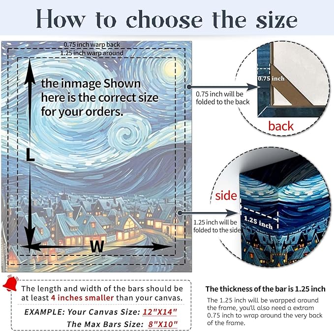 Canvas Stretcher Bars 44x44 Inch Frame Kit, Available in 25+ size Wood Stretcher Bars for Home and Office, Gallery Wrap Wall Arts Supply for Oil Painting, Poster, Picture & Paint by Numbers