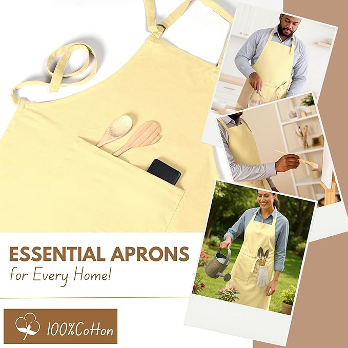 Native Fab Kitchen Apron 2 Pack - 100% Cotton Adjustable, Durable Apron with Pockets, Perfect for Cooking, Baking, Grilling