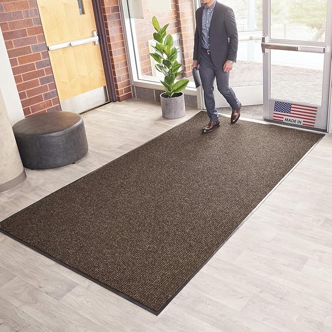 Consolidated Plastics Brush Dry Indoor/Covered Outdoor Entrance Floor Mat, Brown, 4' W x 8' L